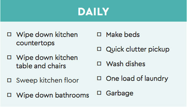 daily cleaning checklist