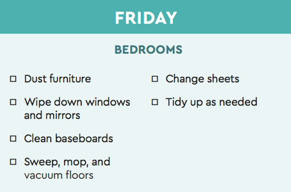 weekly cleaning schedule checklist