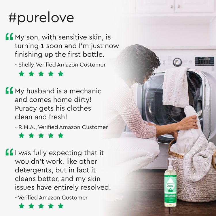 Customer testimonial for Puracy Laundry Detergent