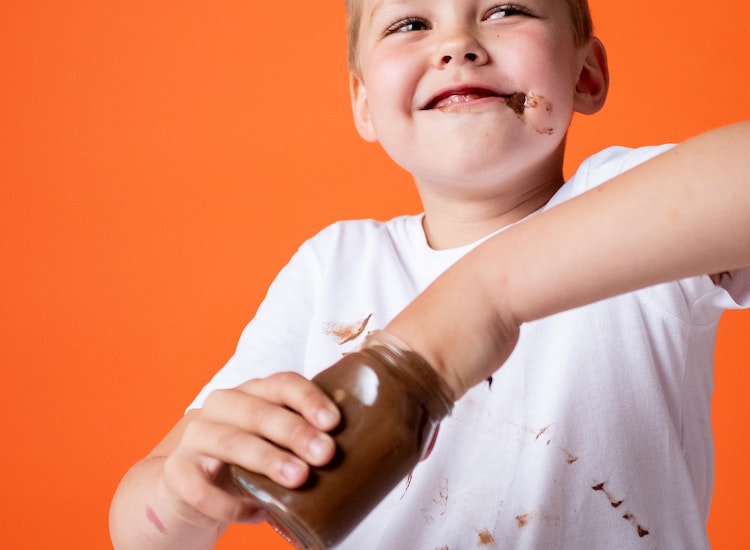 Chocolate stains on light colored clothes